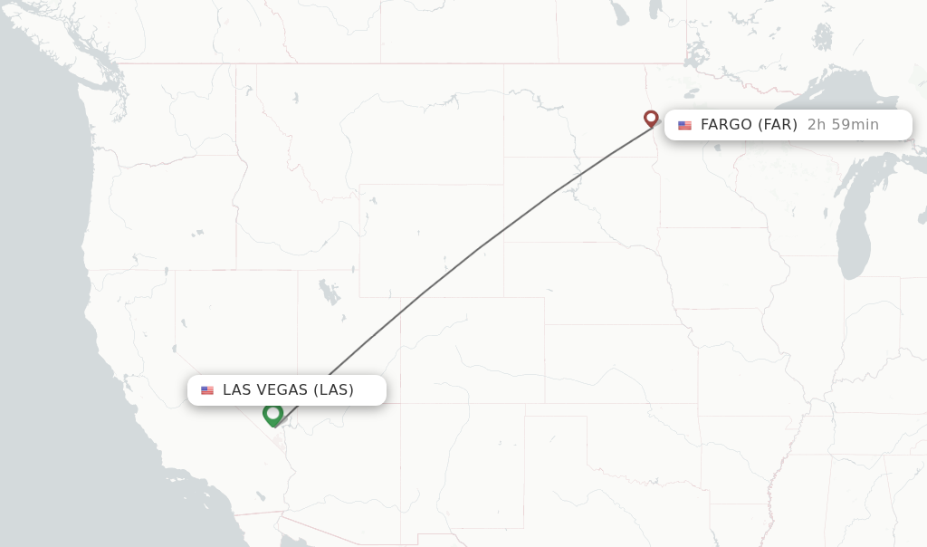 Flights from Las Vegas to Fargo route map