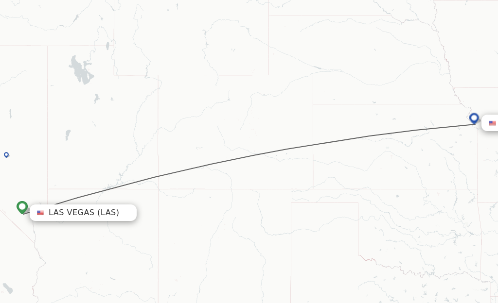 Flights from Las Vegas to Kansas City route map