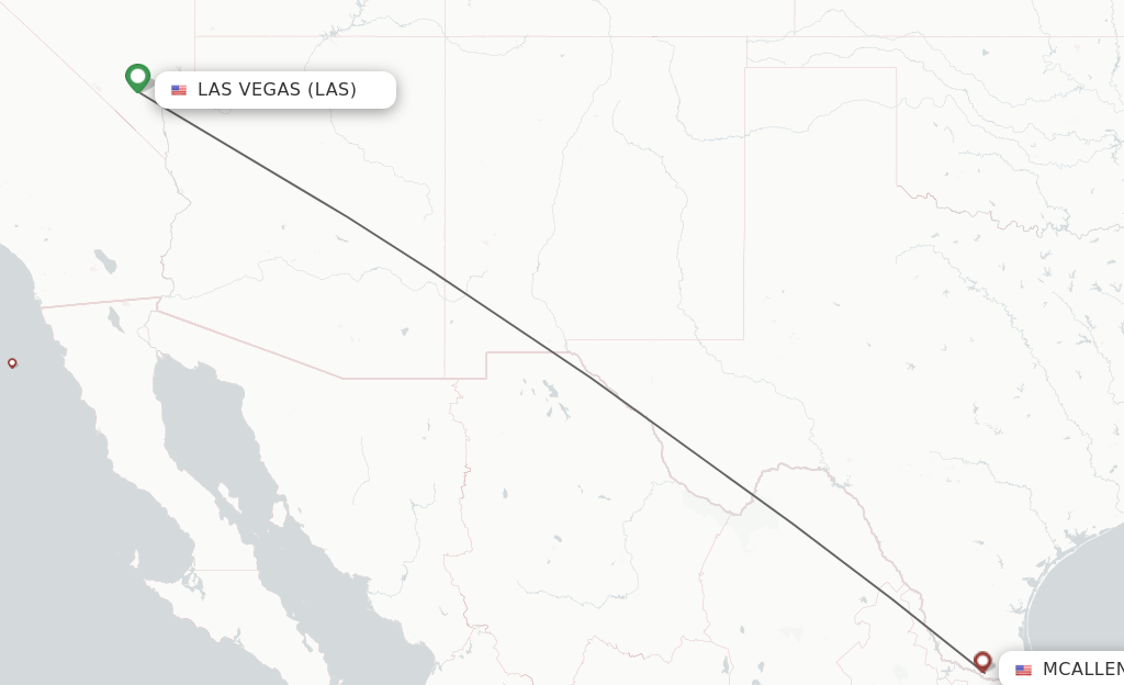 Flights from Las Vegas to McAllen route map