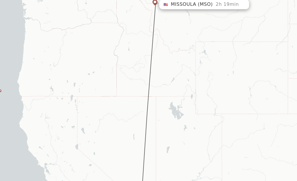 Flights from Las Vegas to Missoula route map