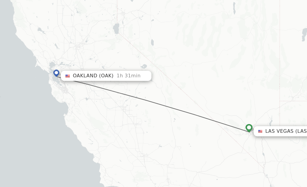 Flights from Las Vegas to Oakland route map
