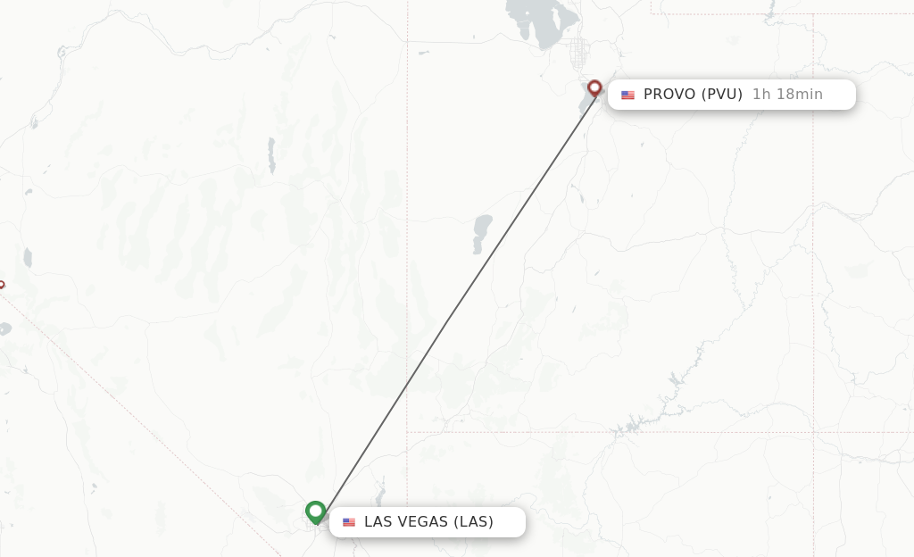 Flights from Las Vegas to Provo route map