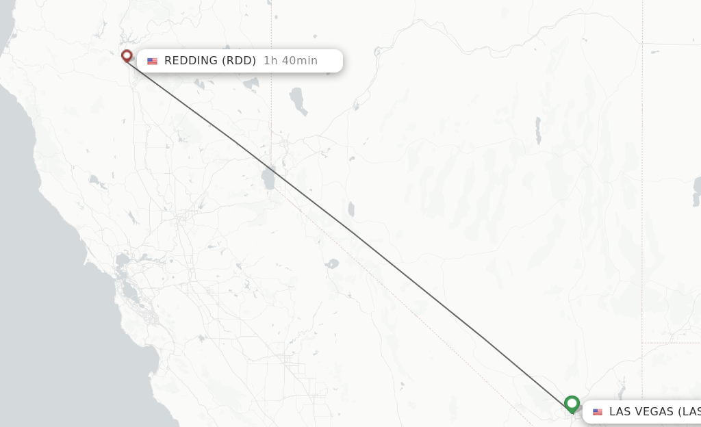 Flights from Las Vegas to Redding route map