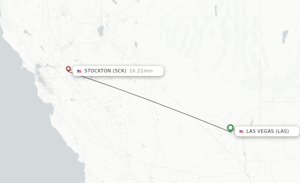 Flights from Las Vegas to Stockton route map