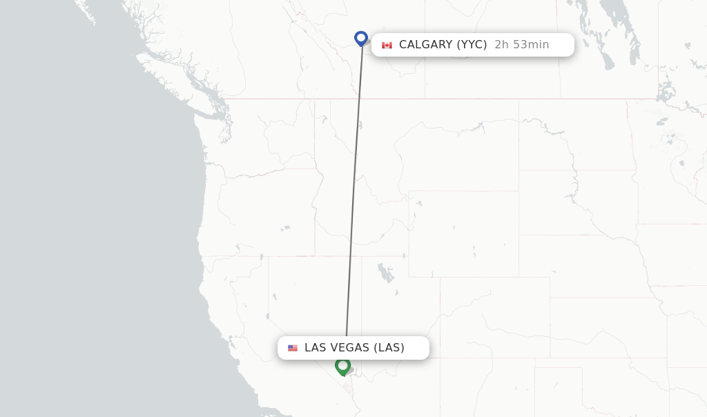 Flights from Las Vegas to Calgary route map