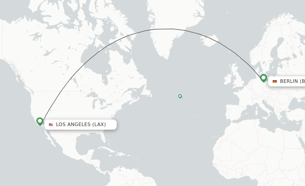 Flights from Los Angeles to Berlin route map