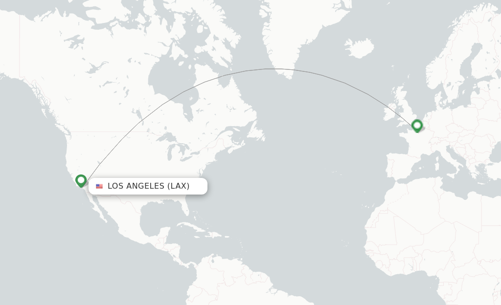 Route map with flights from Los Angeles with French Bee