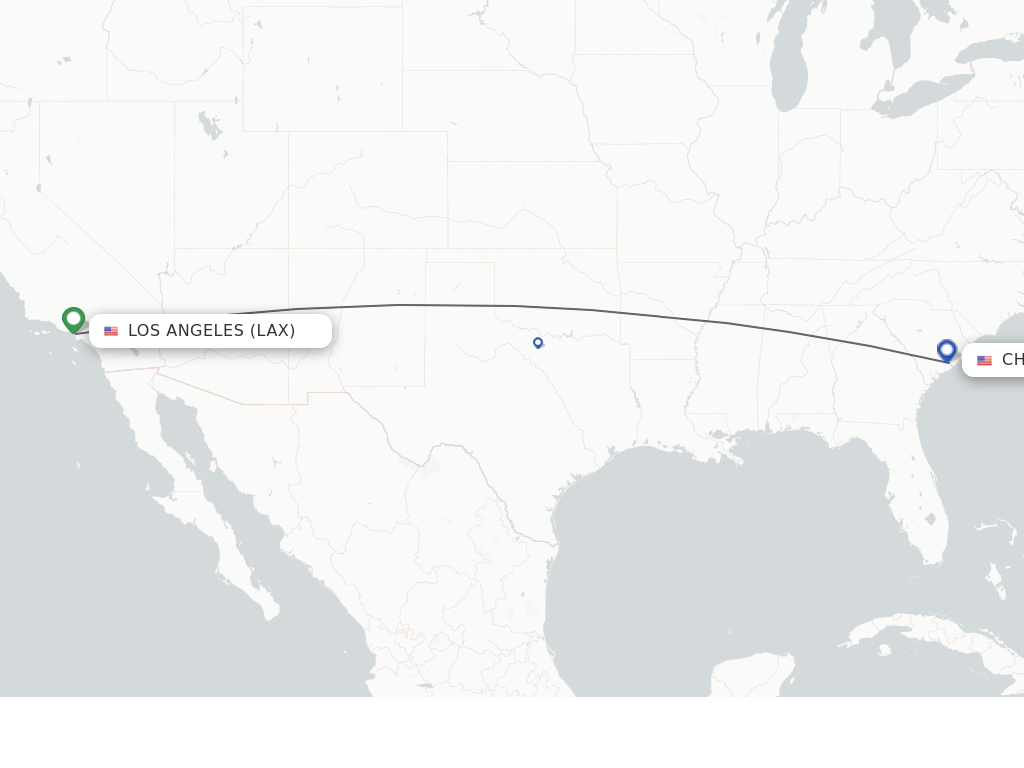 Flights from Los Angeles to Charleston route map