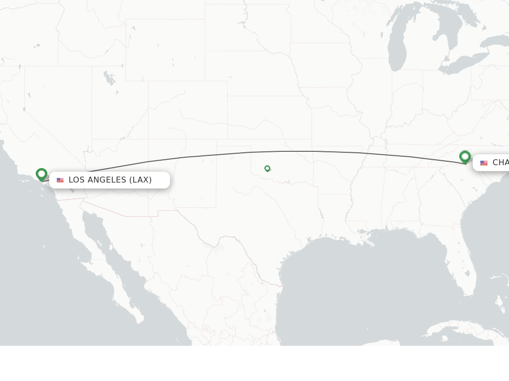 Flights from Los Angeles to Charlotte route map
