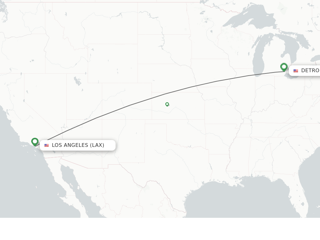 Flights from Los Angeles to Detroit route map
