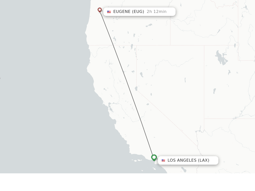 Flights from Los Angeles to Eugene route map