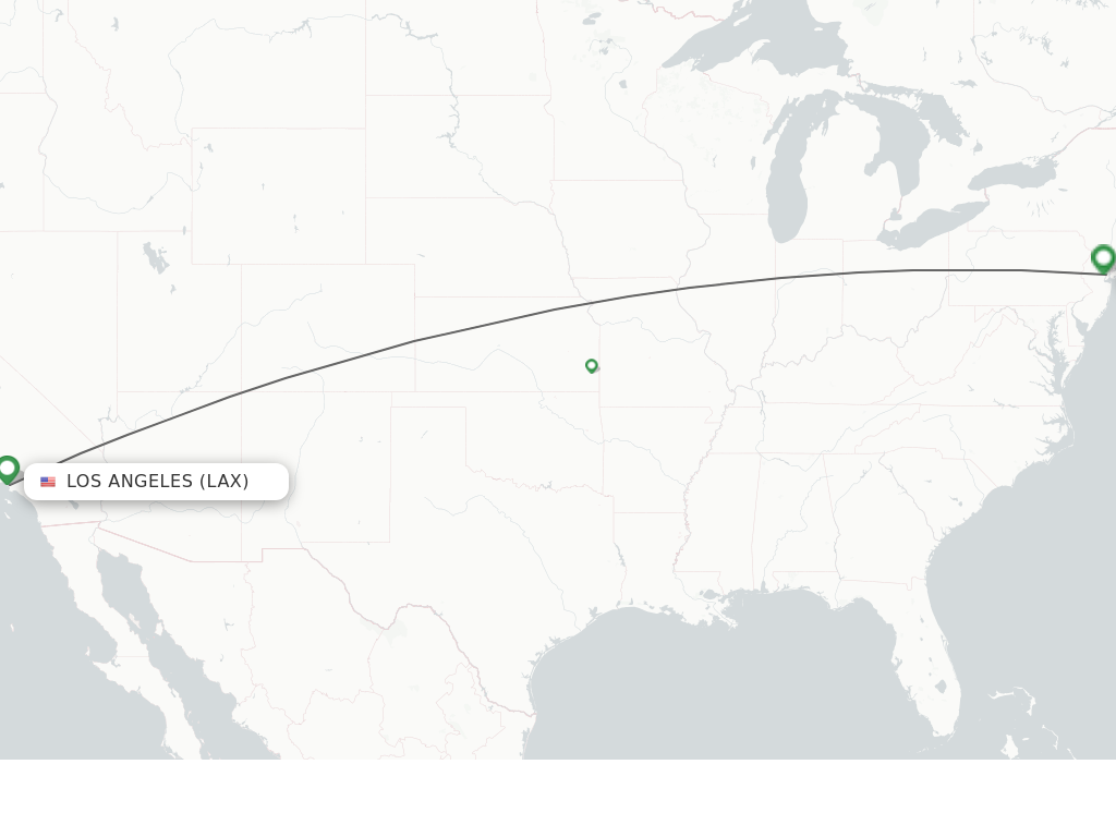 Flights from Los Angeles to Newark route map