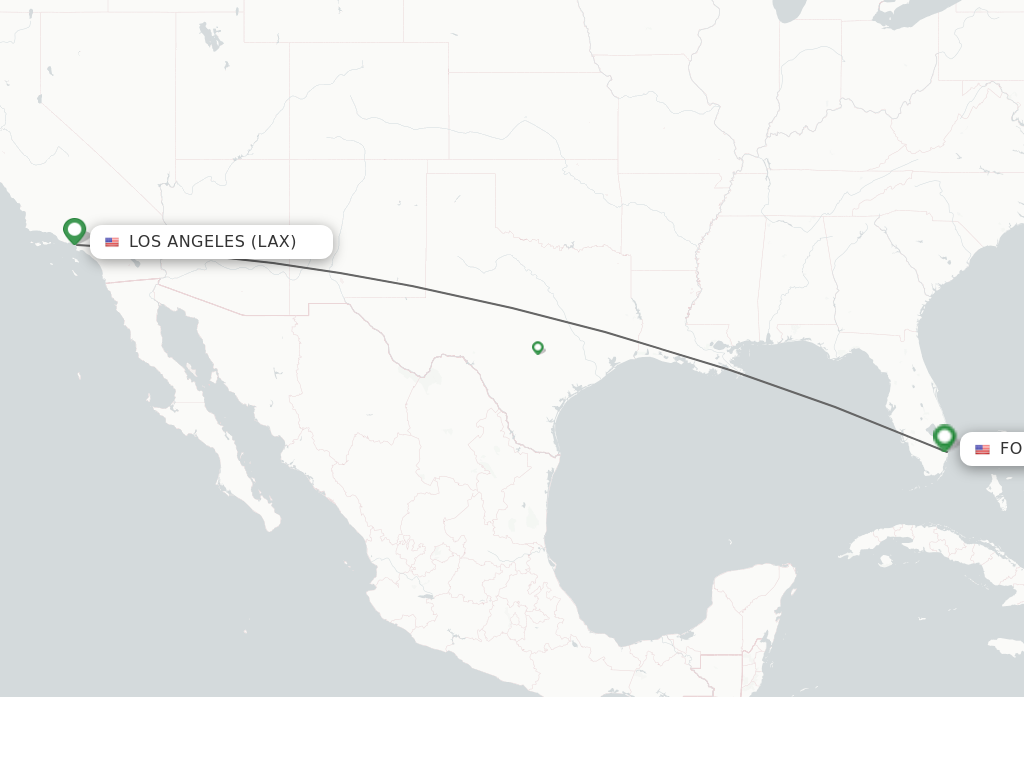 Flights from Los Angeles to Fort Lauderdale route map