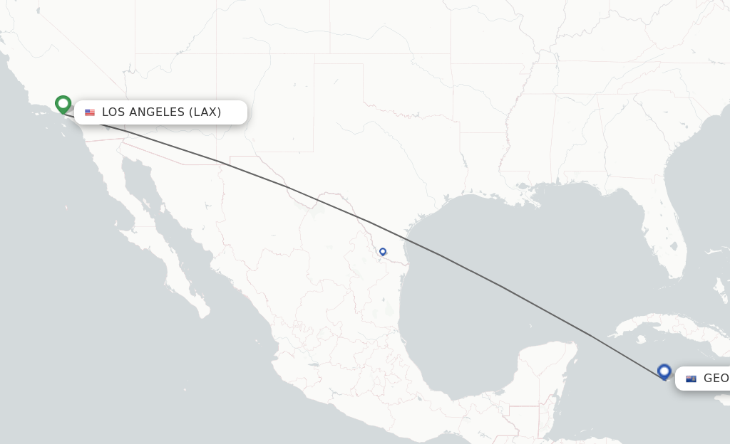 Flights from Los Angeles to George Town route map