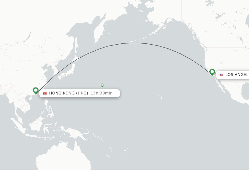 Flights from Los Angeles to Hong Kong route map