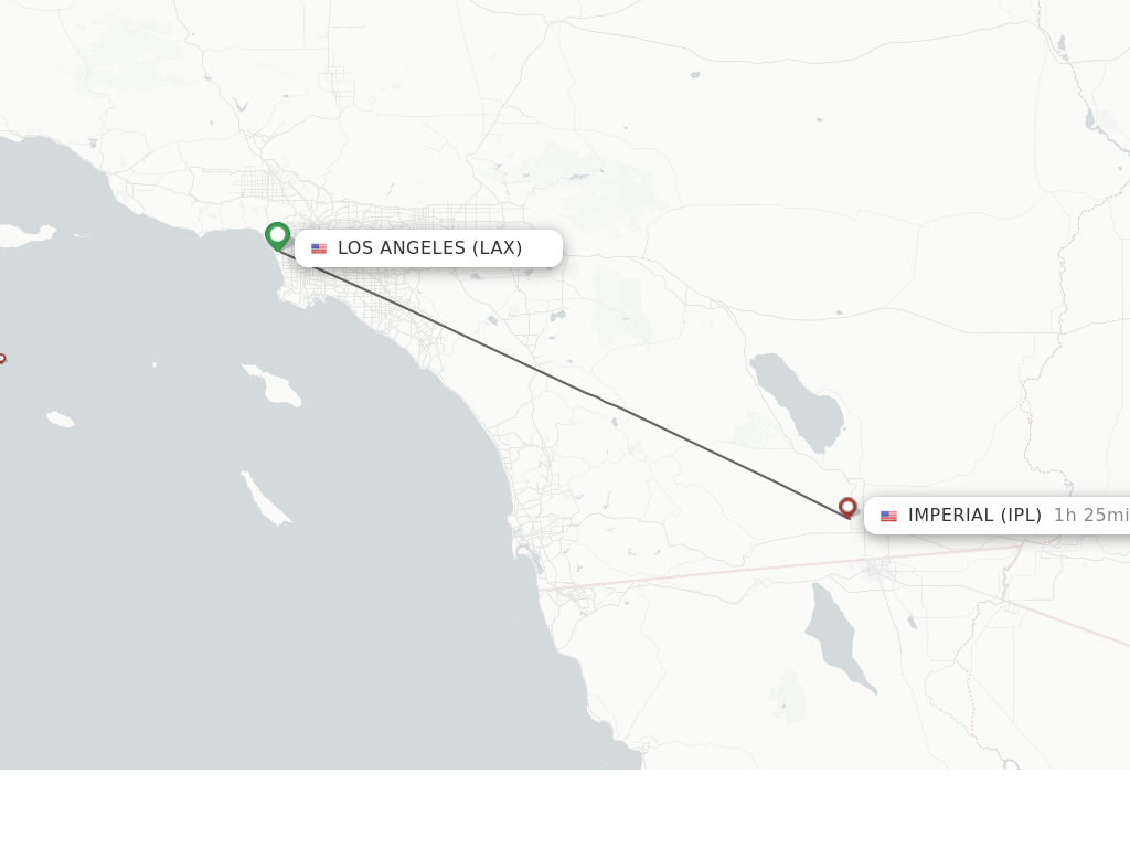 Flights from Los Angeles to Imperial route map