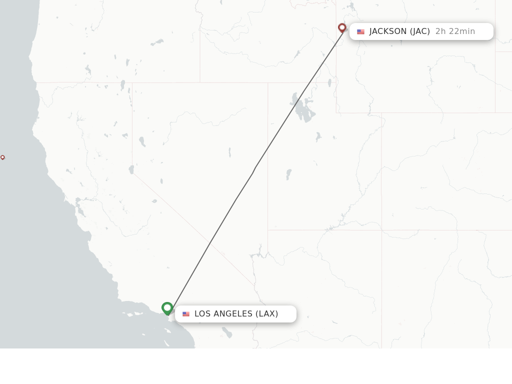 Flights from Los Angeles to Jackson route map