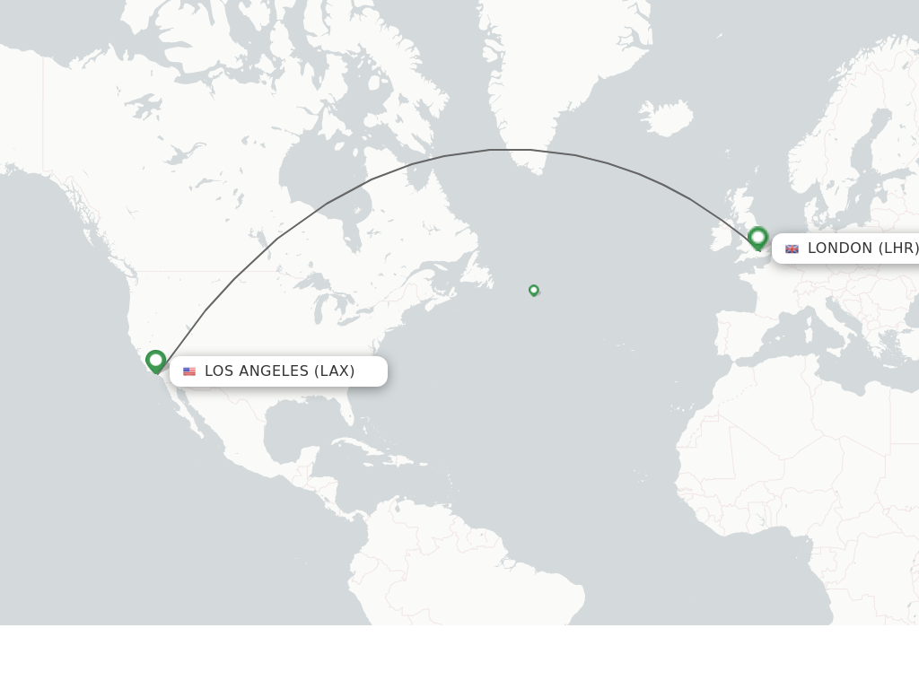Flights from Los Angeles to London route map