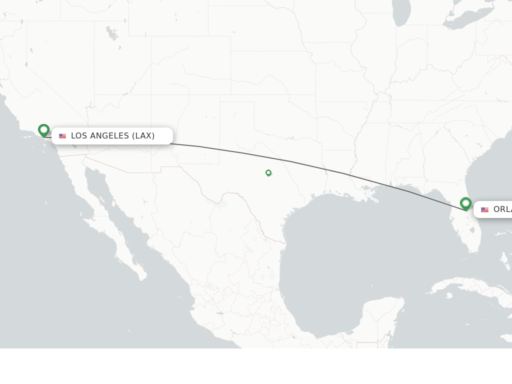 Flights from Los Angeles to Orlando route map