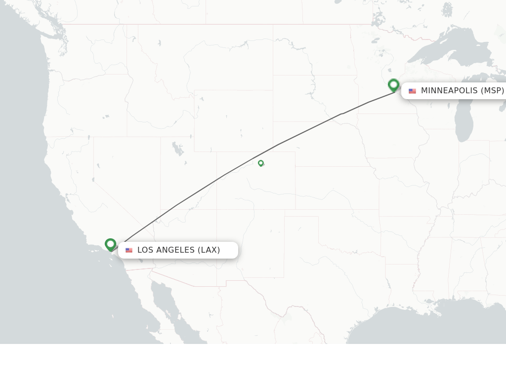 Flights from Los Angeles to Minneapolis route map