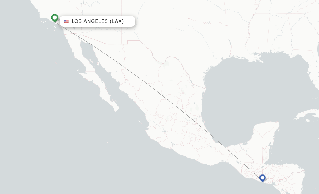 Route map with flights from Los Angeles with Volaris