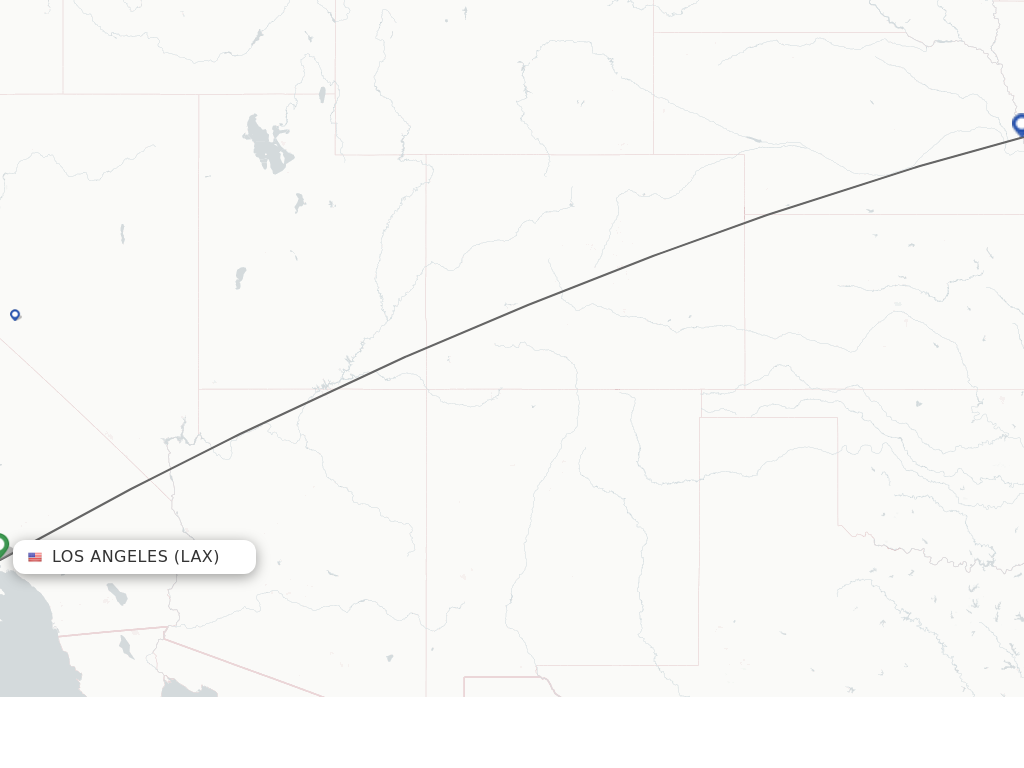 Flights from Los Angeles to Omaha route map