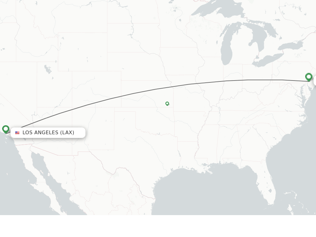 Flights from Los Angeles to Philadelphia route map