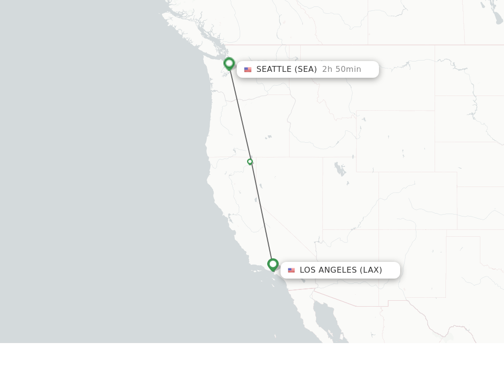 Flights from Los Angeles to Seattle route map