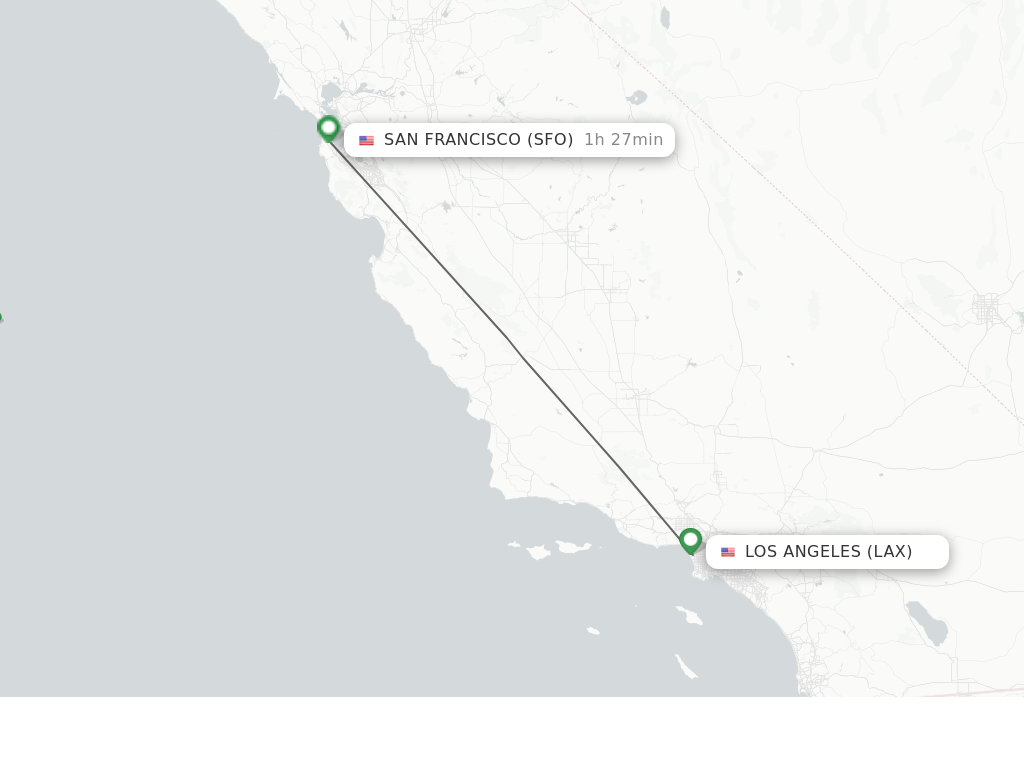 Flights from Los Angeles to San Francisco route map