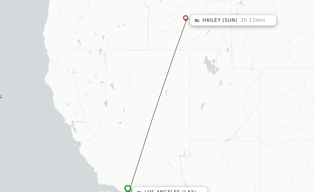 Flights from Los Angeles to Hailey route map