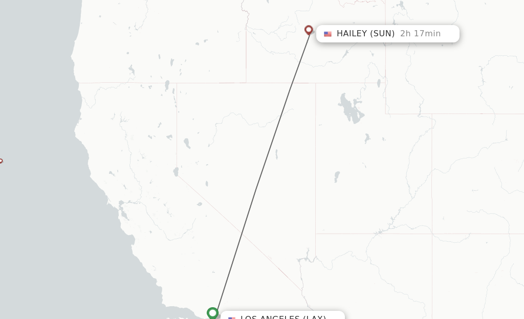 Flights from Los Angeles to Sun Valley route map