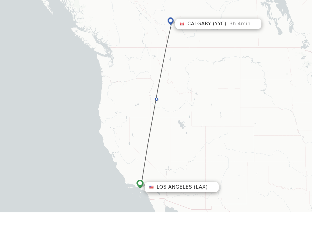 Flights from Los Angeles to Calgary route map