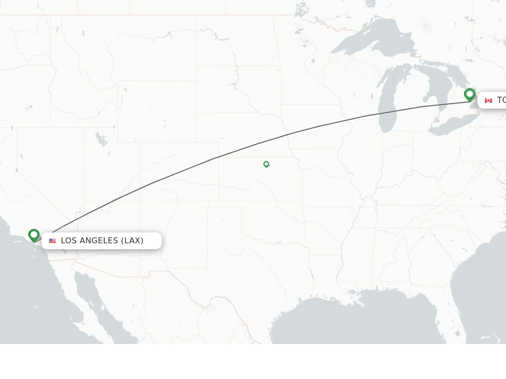 Flights from Los Angeles to Toronto route map