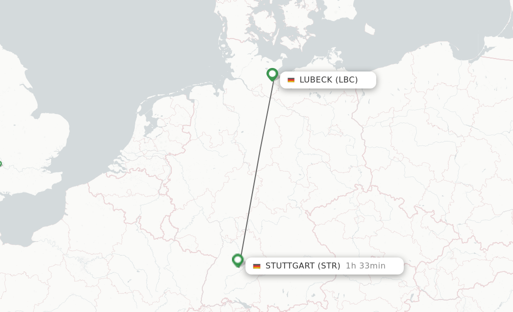 Flights from Hamburg to Stuttgart route map