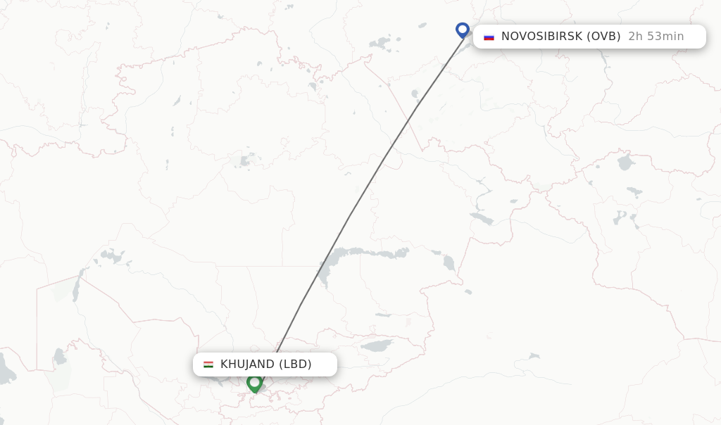 Flights from Khujand to Novosibirsk route map