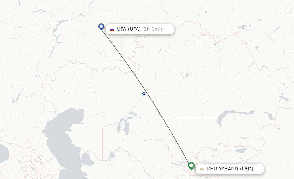 Flights from Khujand to Ufa route map