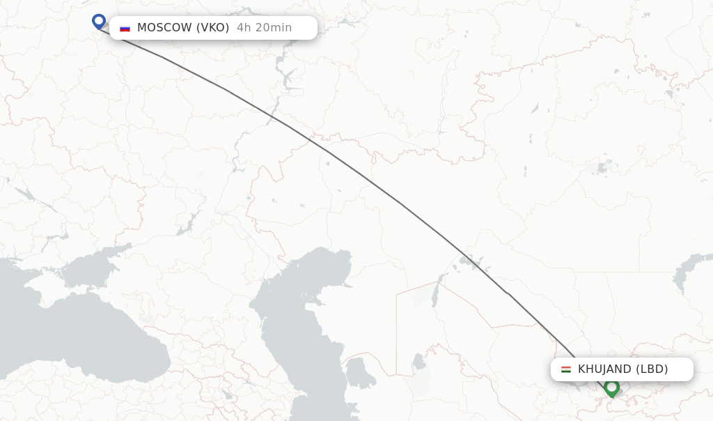 Flights from Moscow to Khujand route map