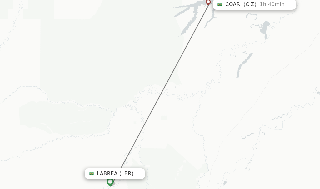Flights from Labrea to Coari route map