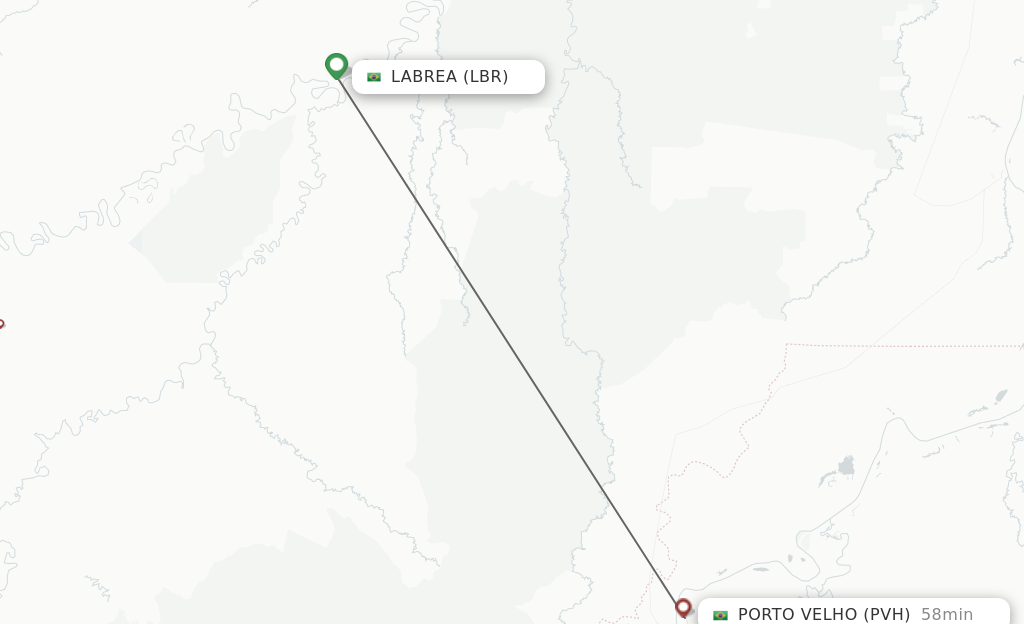 Flights from Labrea to Porto Velho route map