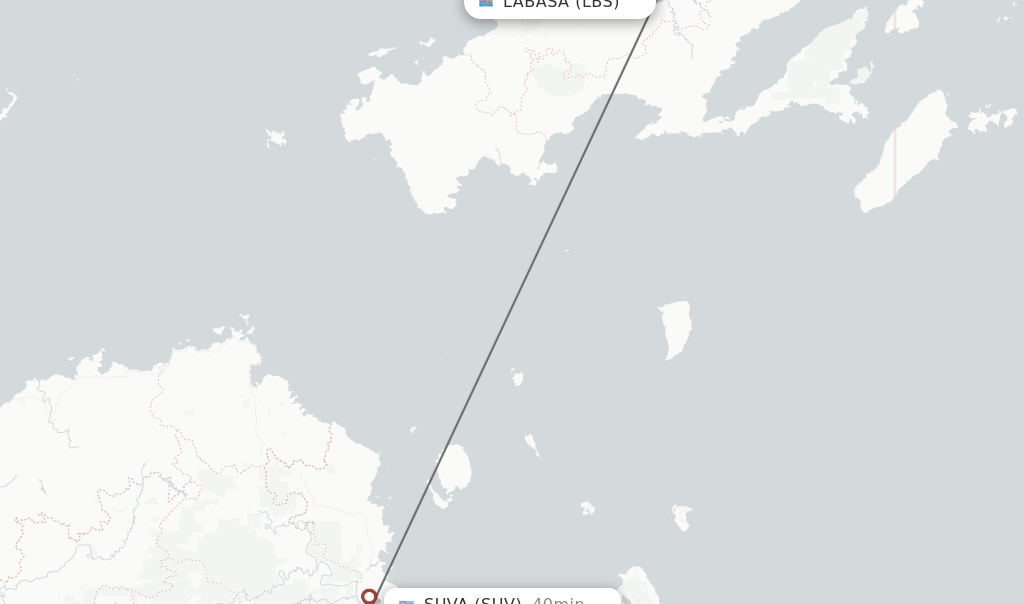 Flights from Labasa to Suva route map