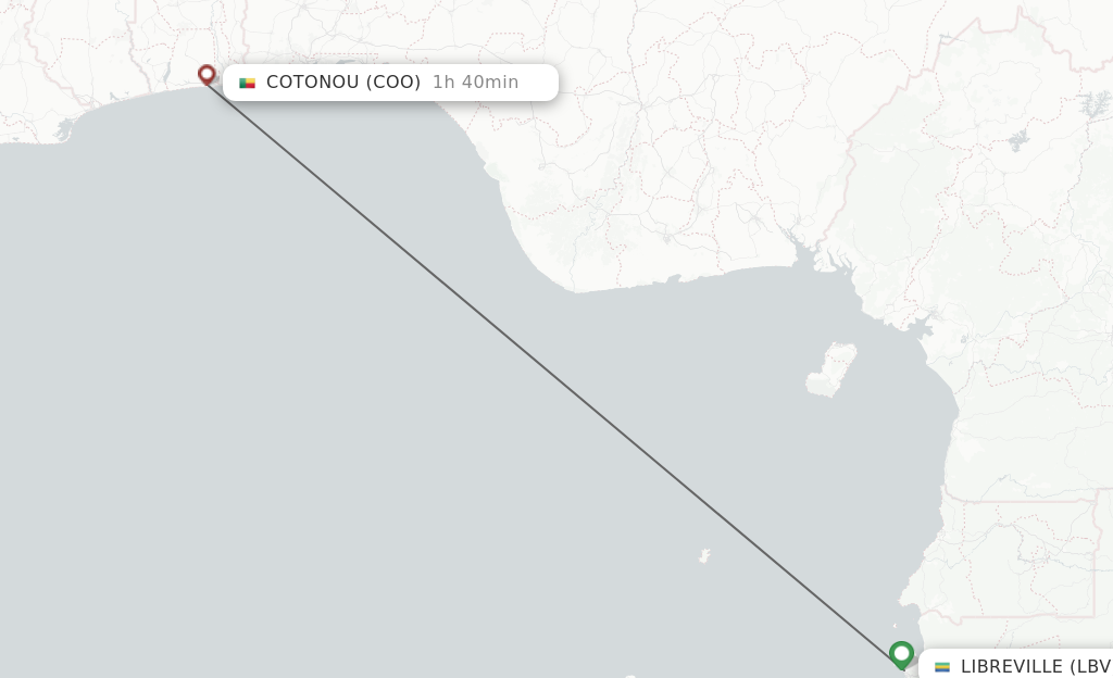 Flights from Libreville to Cotonou route map