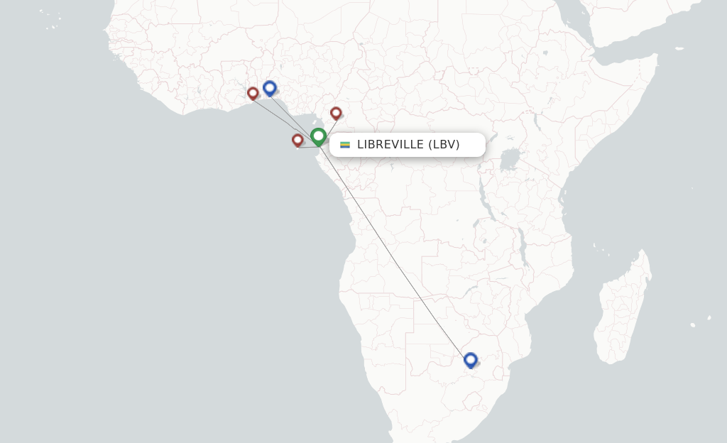Route map with flights from Libreville with ASKY Airlines
