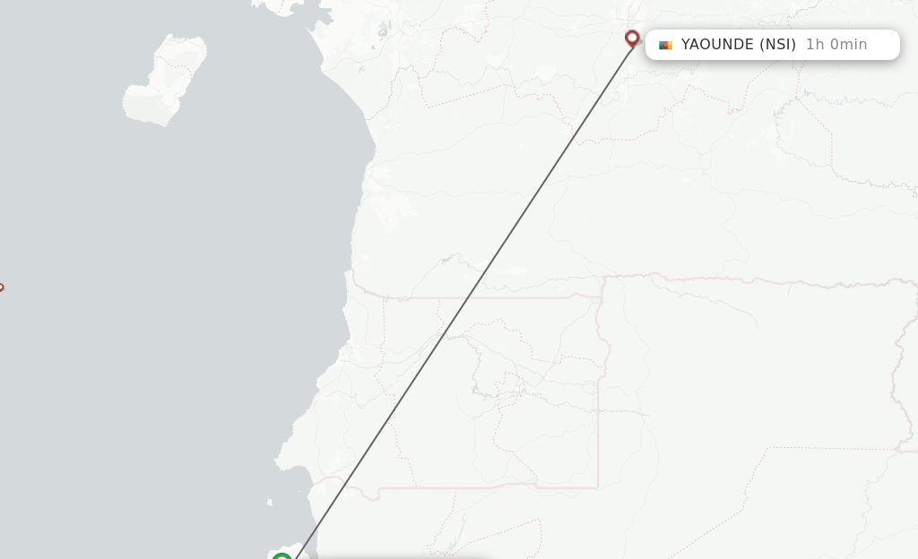 Flights from Libreville to Yaounde route map