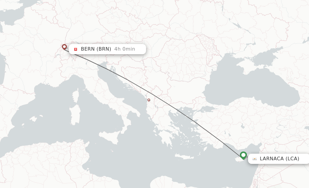 Flights from Larnaca to Berne route map
