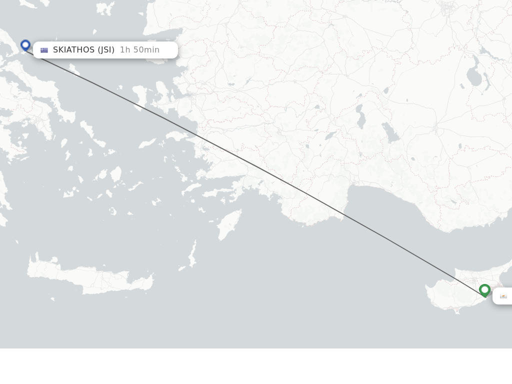 Flights from Larnaca to Skiathos route map