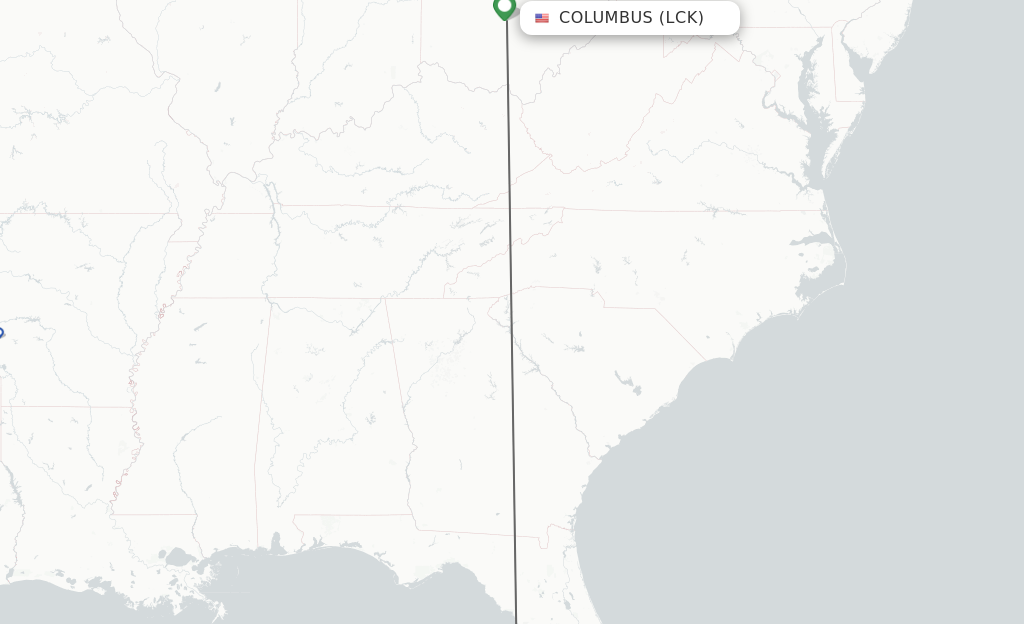Flights from Columbus to Saint Petersburg route map