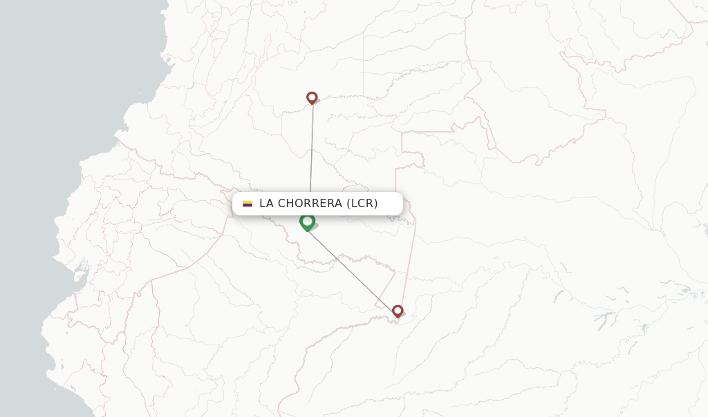 Route map with flights from La Chorrera with SATENA