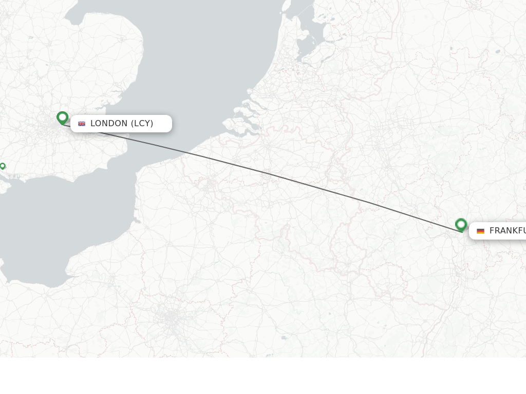 Flights from London to Frankfurt route map