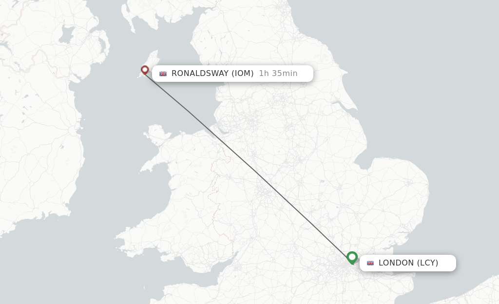 Flights from London to Isle Of Man route map