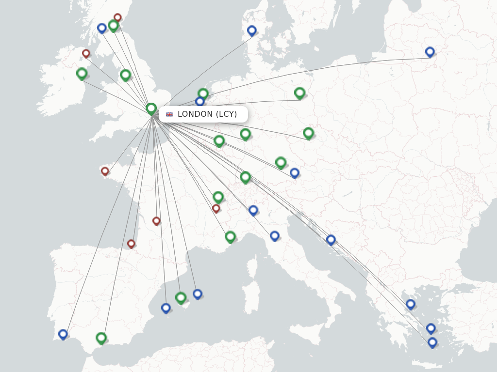 Flights from London to Munich route map